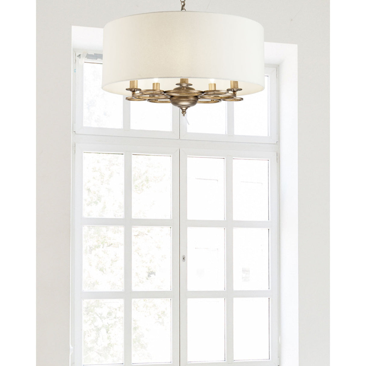 Vintage Gold Pendant Light Fixture with 5 Bulb Design
