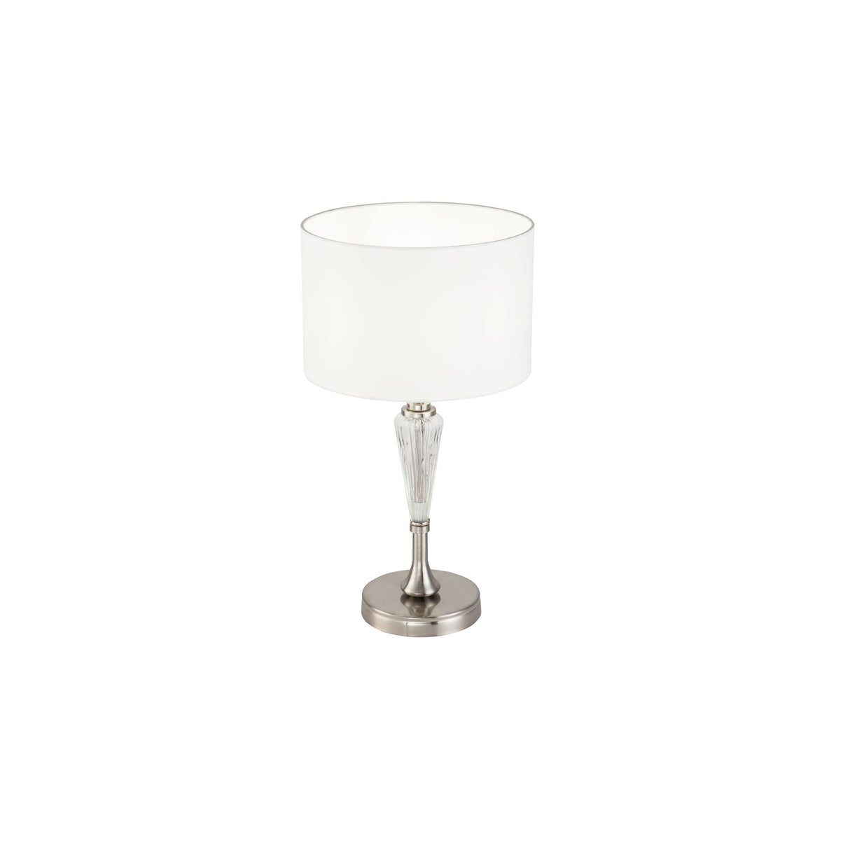Sleek Alicante Nickel & Glass Table Lamp with Fabric Shade