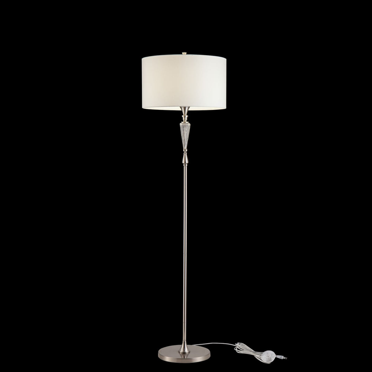 Modern Alicante Nickel Floor Lamp with Fabric Shade - 40W E27