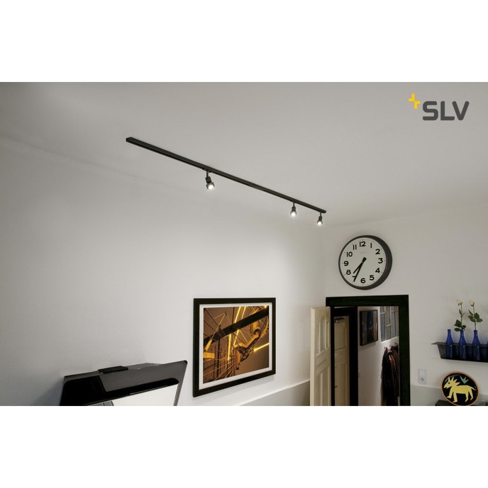 Sleek Black 2M Track Lighting Kit with Trio of LED Spotlights