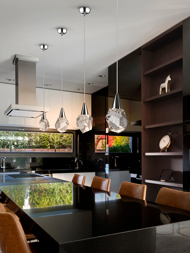 Luminous Aqua Elegance - Chrome Pendant Light