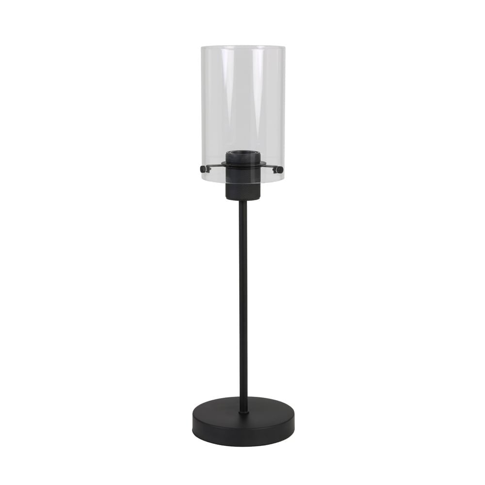 Vancouver Sleek Black Metal Table Lamp with Clear Glass Tube