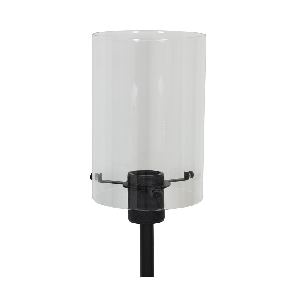 Vancouver Sleek Black Metal Table Lamp with Clear Glass Tube