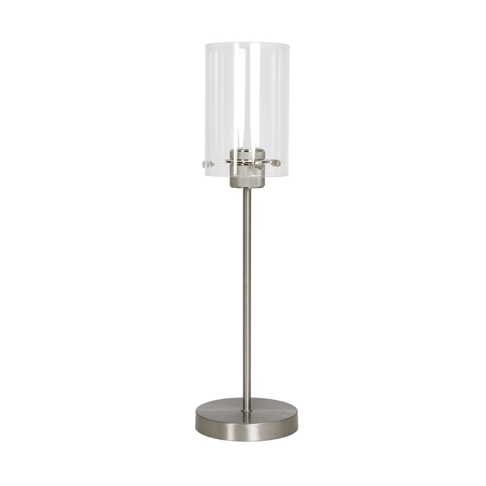Vancouver Satin Nickel and Clear Glass Cylinder Table Lamp