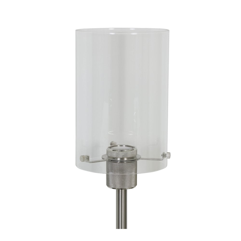 Vancouver Satin Nickel and Clear Glass Cylinder Table Lamp