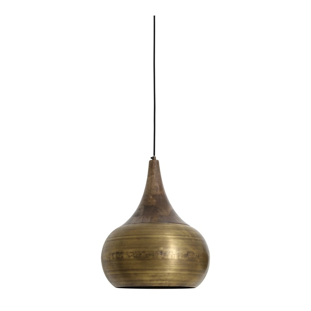 Bronze Saida Pendant Lamp with Mango Wood Accent, D35xH46cm