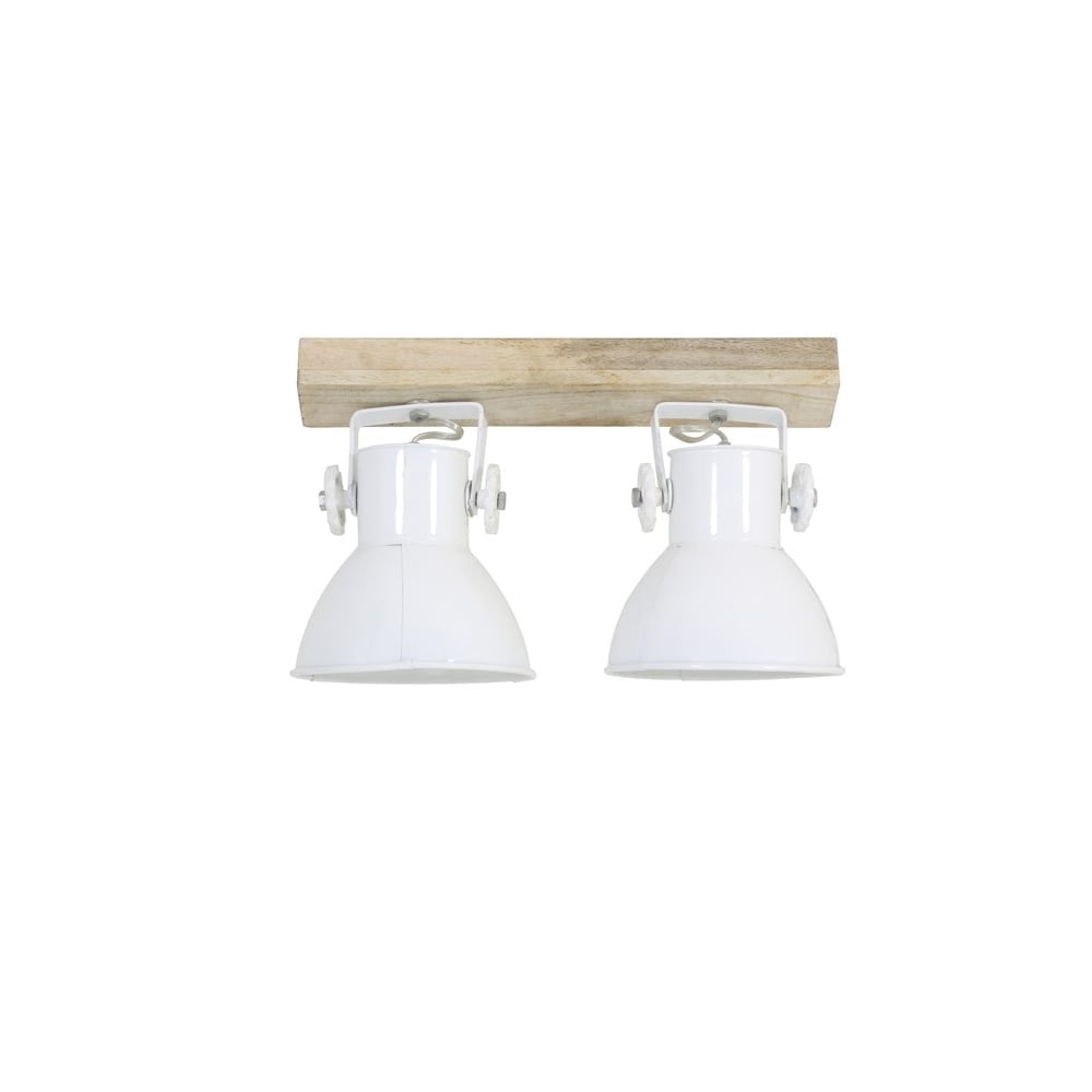 Elay Natural Wood and White Dual Light Wall Lamp (42x18x24 cm)