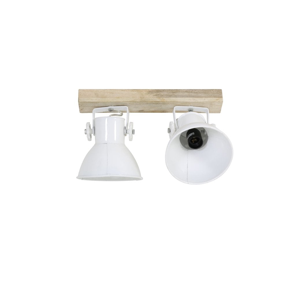 Elay Natural Wood and White Dual Light Wall Lamp (42x18x24 cm)