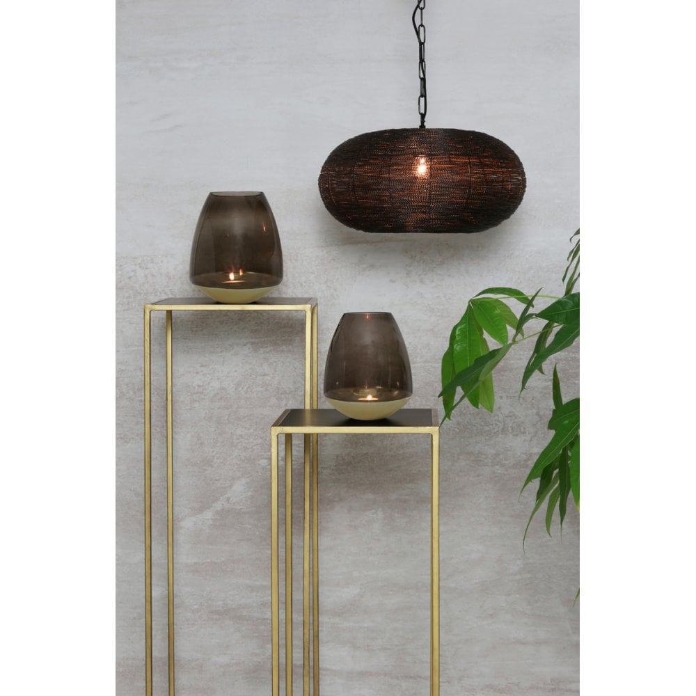 Bronze Gold Nadra Pendant Light - Round Metal Design, D45cm
