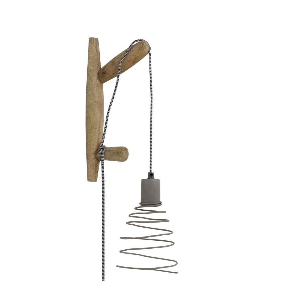 Natural Wood and Cement Wall Sconce 15x7x33 cm - STADEN Collection