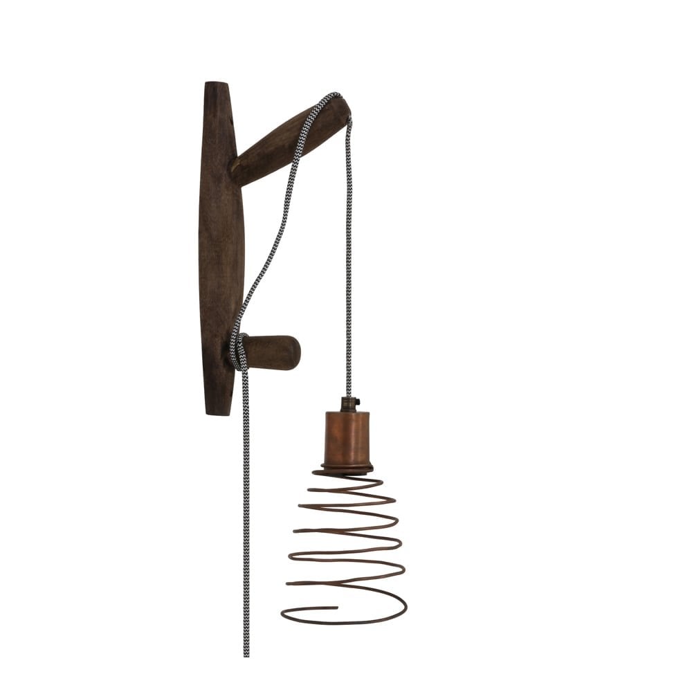 Mounted Wall Sconce 15x7x33 cm STADEN Weathered Wood and Copper Finish