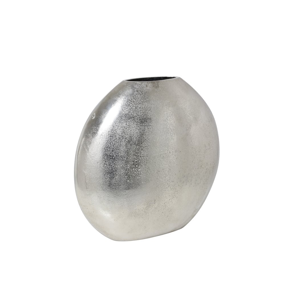 Oval Positano Silver Metal Deco Vase 42x7x42cm