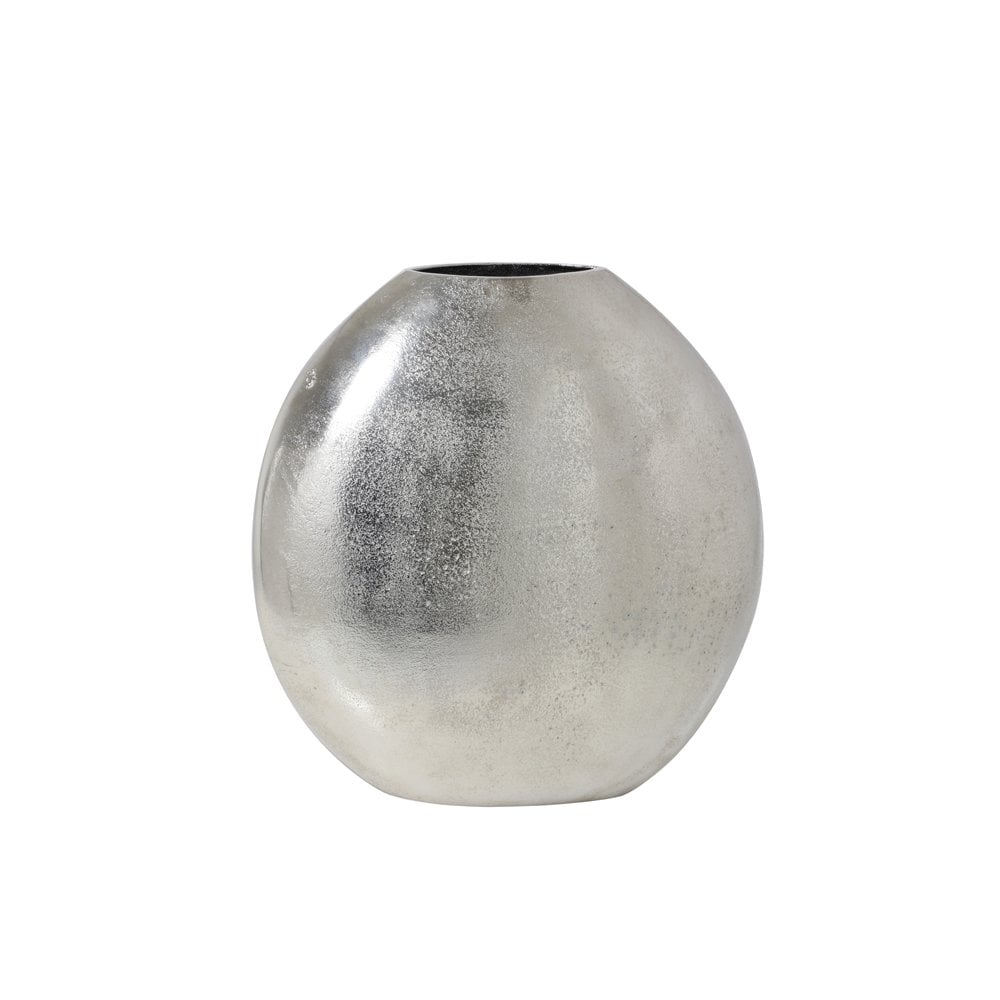 Oval Positano Silver Metal Deco Vase 42x7x42cm