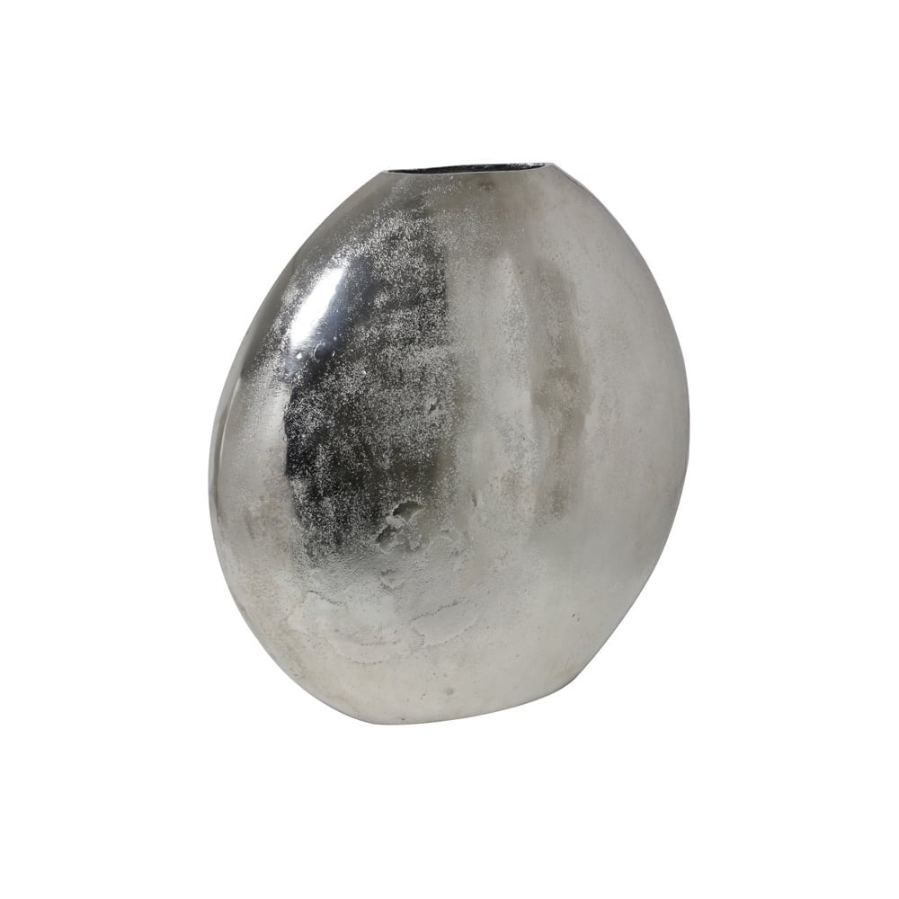 Elegant Positano Oval Flat Nickel Vase - Metal Decor 53x7x53cm