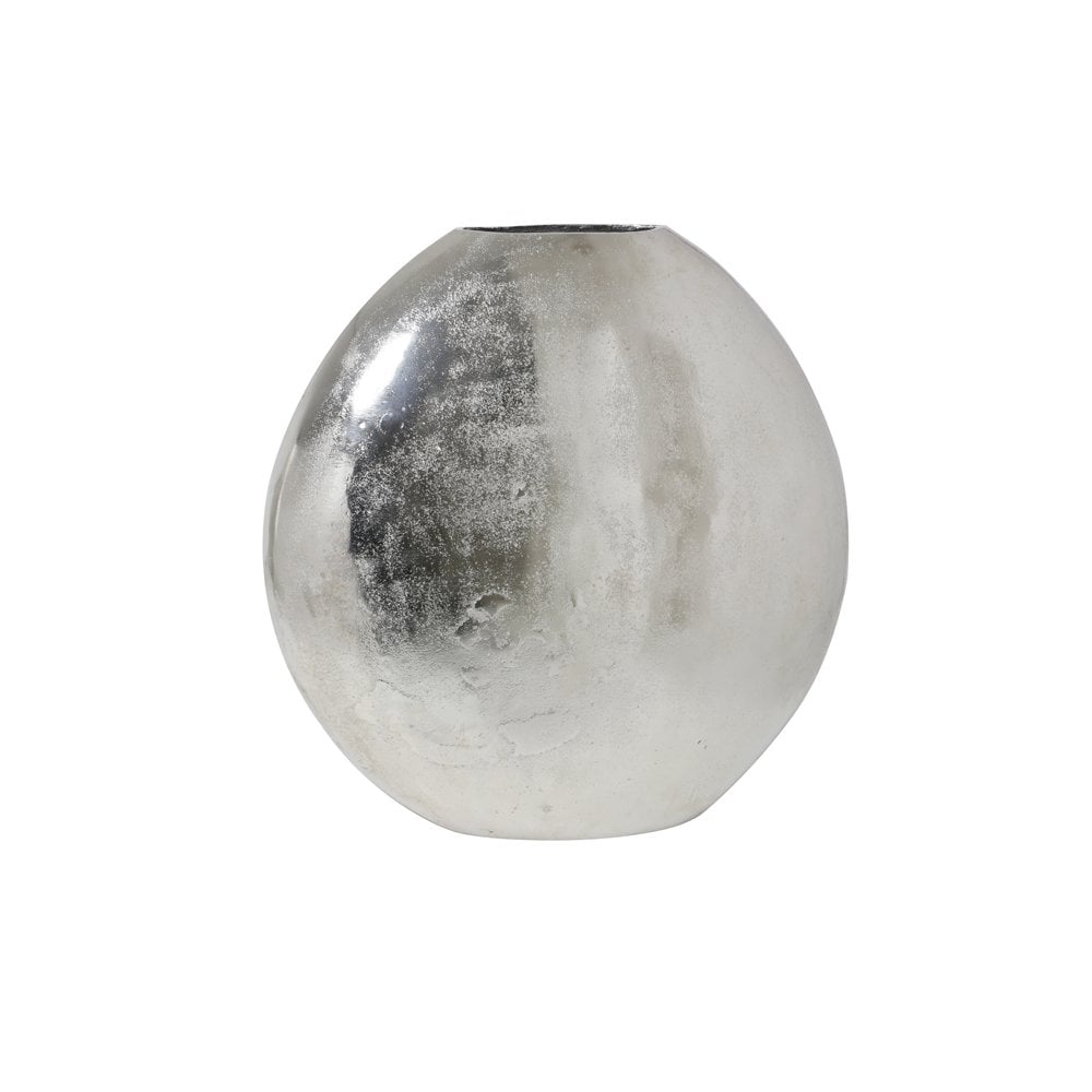 Elegant Positano Oval Flat Nickel Vase - Metal Decor 53x7x53cm