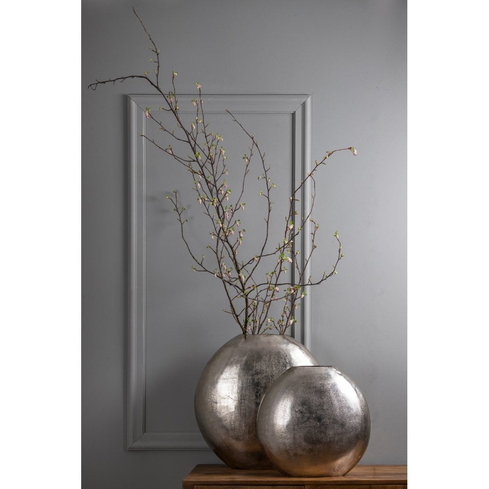 Elegant Positano Oval Flat Nickel Vase - Metal Decor 53x7x53cm