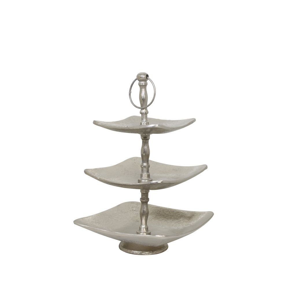 Tonder Silver 3-Tier Square Etagere 20x20x42cm