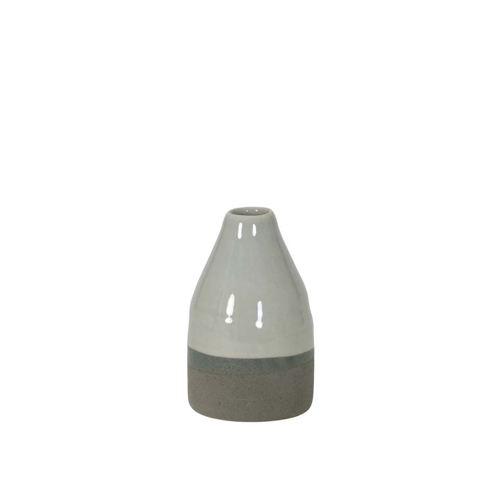 Elegant Romez Green and Grey Decorative Vase - 8x14.5cm