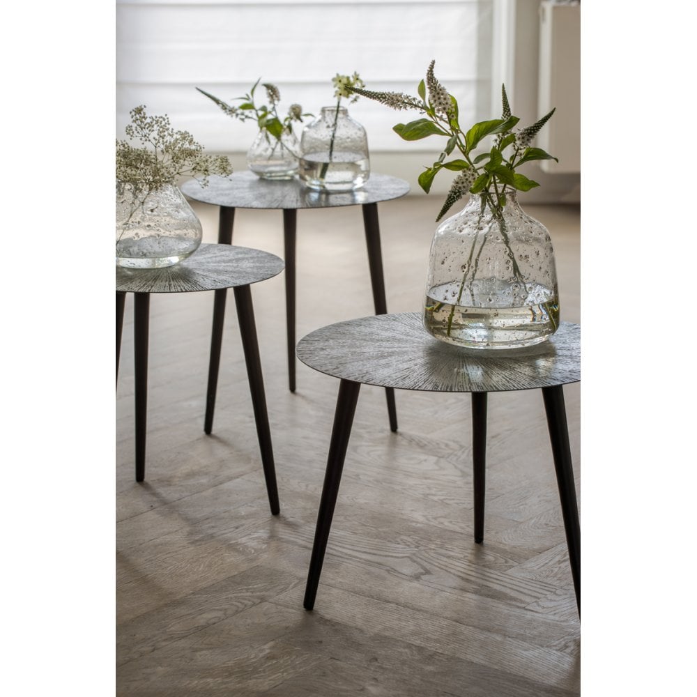 Deoni Round Glass Vase with Stone Finish - Clear, 13.5cm x 14.5cm