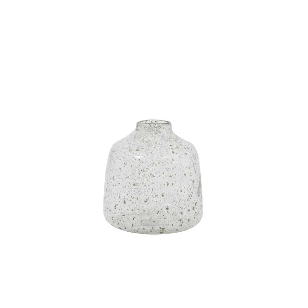 Clear Glass Vase with Stone Finish - Deoni Collection, Round 17.5x19cm