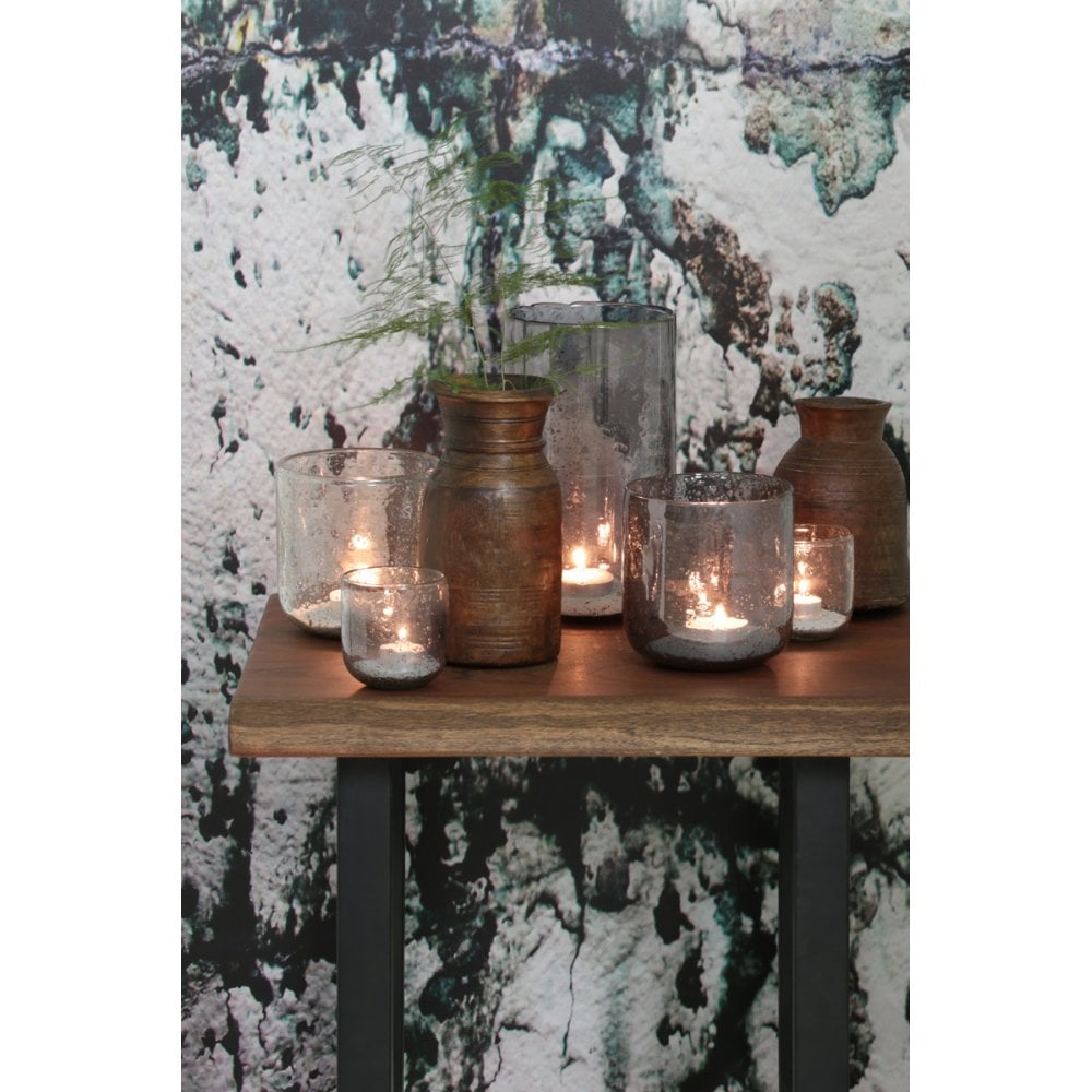 Parli Clear Glass Vase with Stone Finish - 10cm