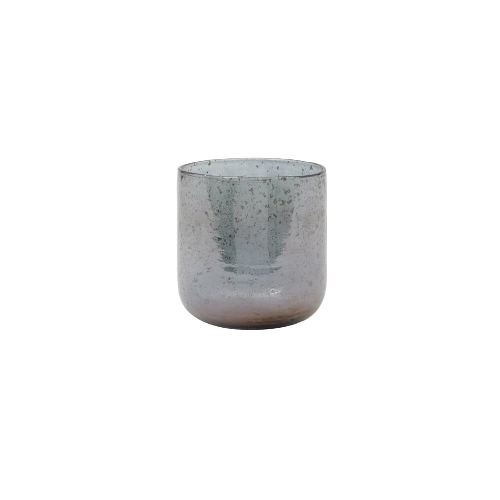 Blue Stone-Finish Round Glass Vase 16x16.5cm