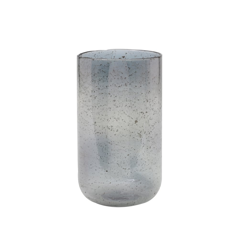 Elegant Blue Bhada Glass Vase with Stone Finish 17.5x30.5cm