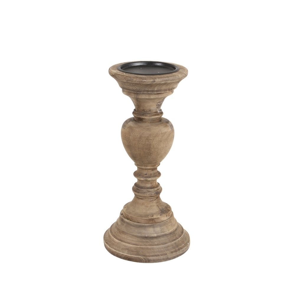 Rustic Round Ravenna Wooden Candle Holder, 27cm