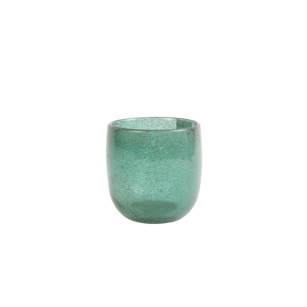 Emerald Glow Tealight Holder - Tathra Textured Glass 10.5x11cm