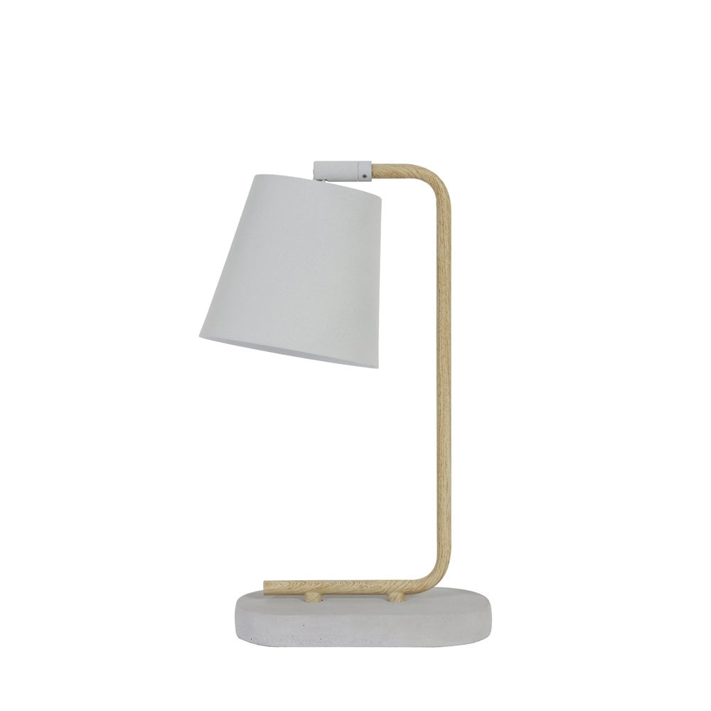 Modern White Concrete and Wood Table Lamp with Adjustable Head