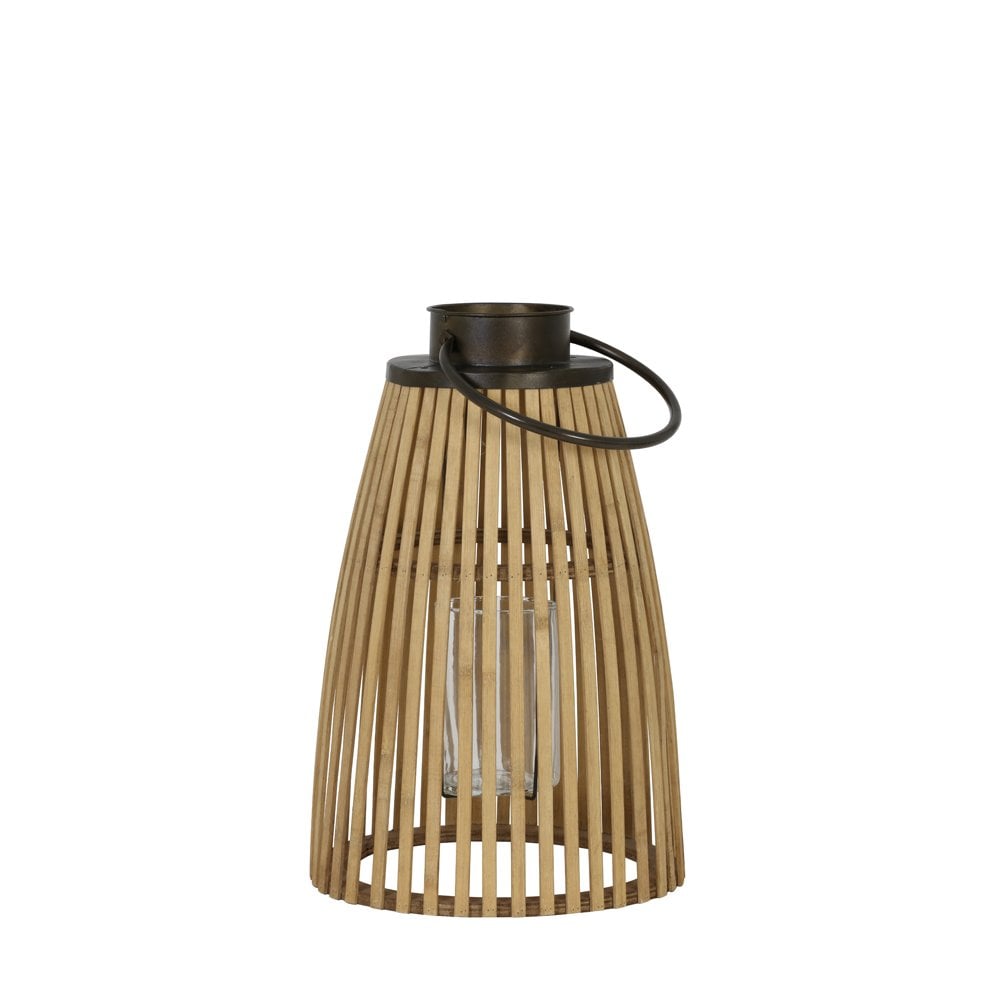 Bamboo and Zinc Round Lantern 25x54cm - Pavia Collection