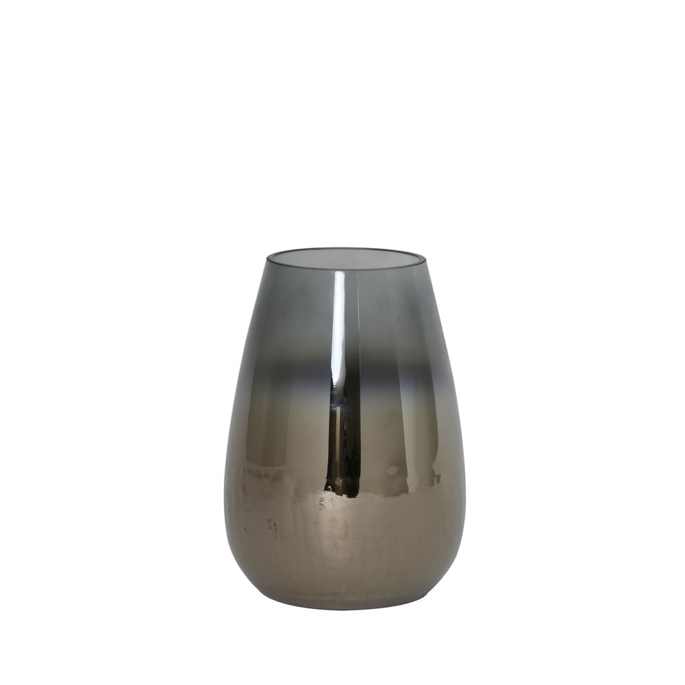Metallic Grey Izeda Glass Hurricane Vase 19x26cm