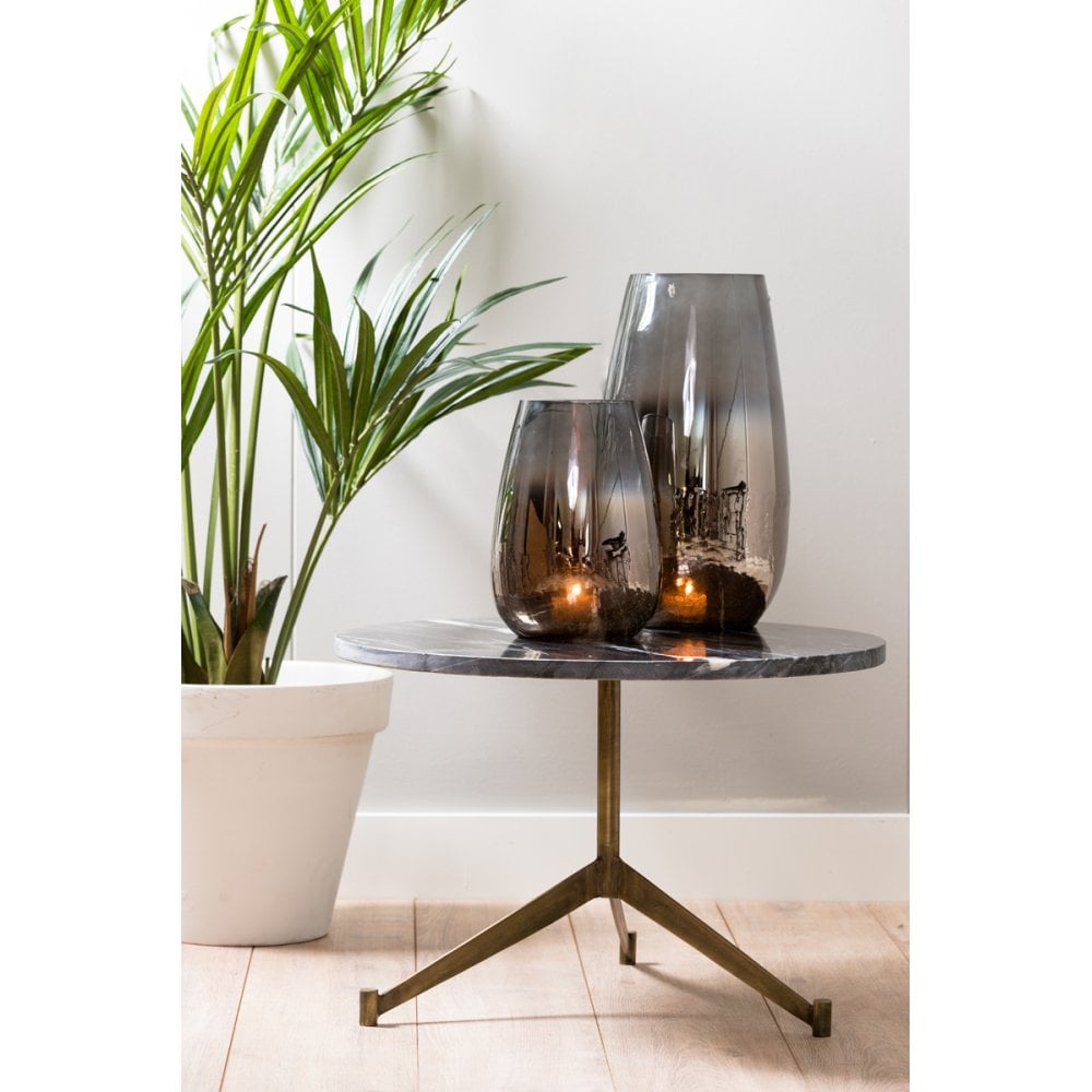 Metallic Grey Izeda Glass Hurricane Vase 19x26cm