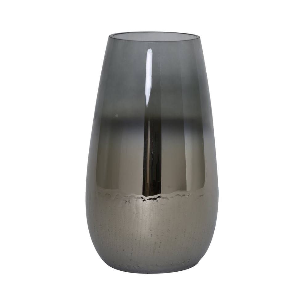 Stormy Elegance 23x40cm Izeda Glass Vase in Metallic Grey