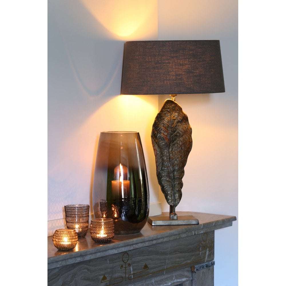 Stormy Elegance 23x40cm Izeda Glass Vase in Metallic Grey