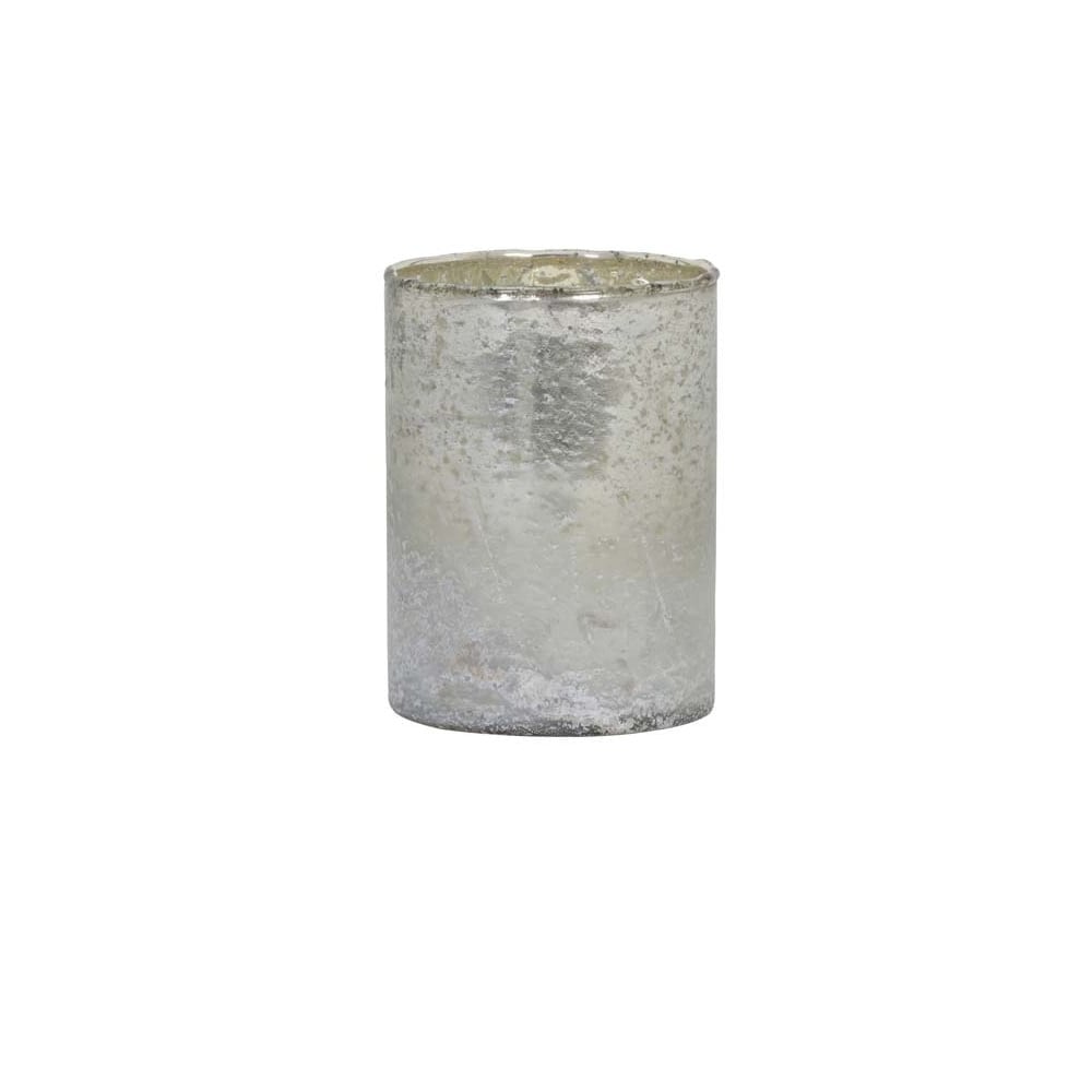 Elegant NISA Matte White-Silver Tealight Holder 10x13cm