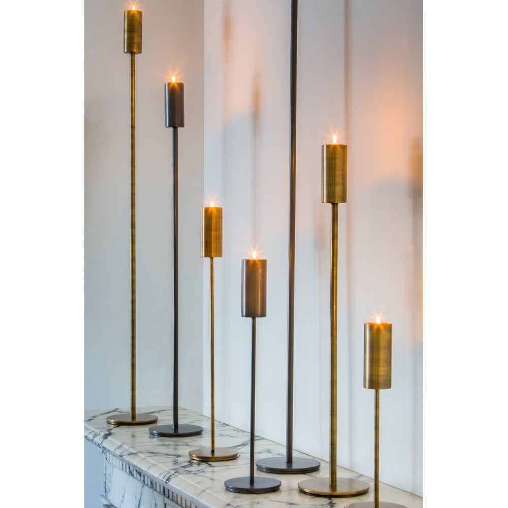 Antique Bronze Tealight Holder on Base - 12.5x100cm