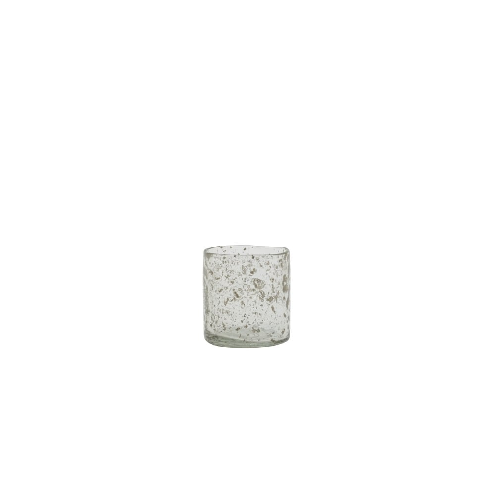 Clear Glass Stone Tamba Tealight Holder - 8x8.5cm