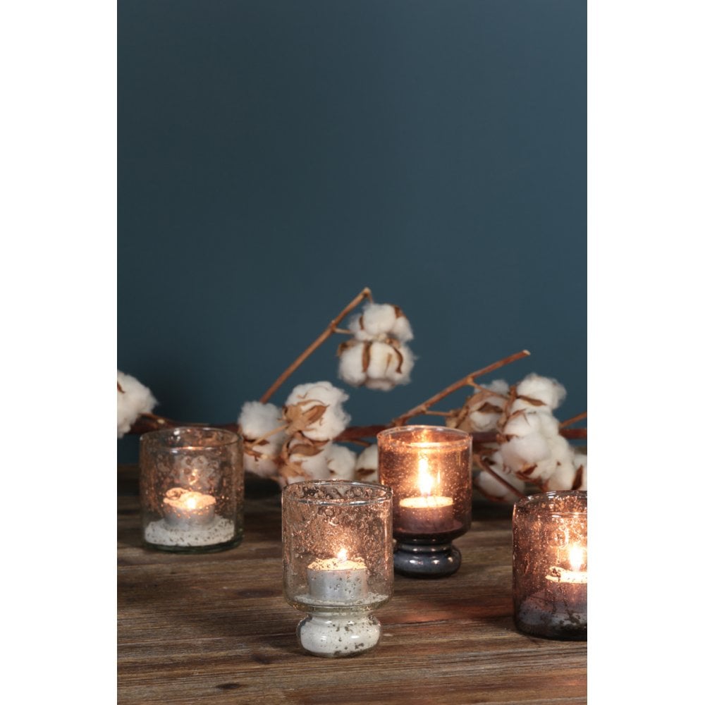 Clear Glass Stone Tamba Tealight Holder - 8x8.5cm