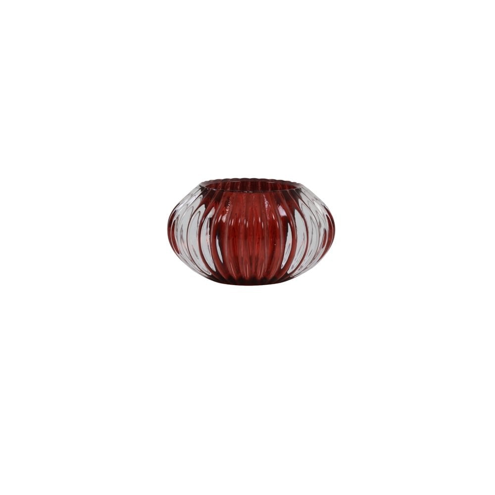 Elegant Burgundy Glass Tealight Holder 11x6.5cm - Pertu Collection
