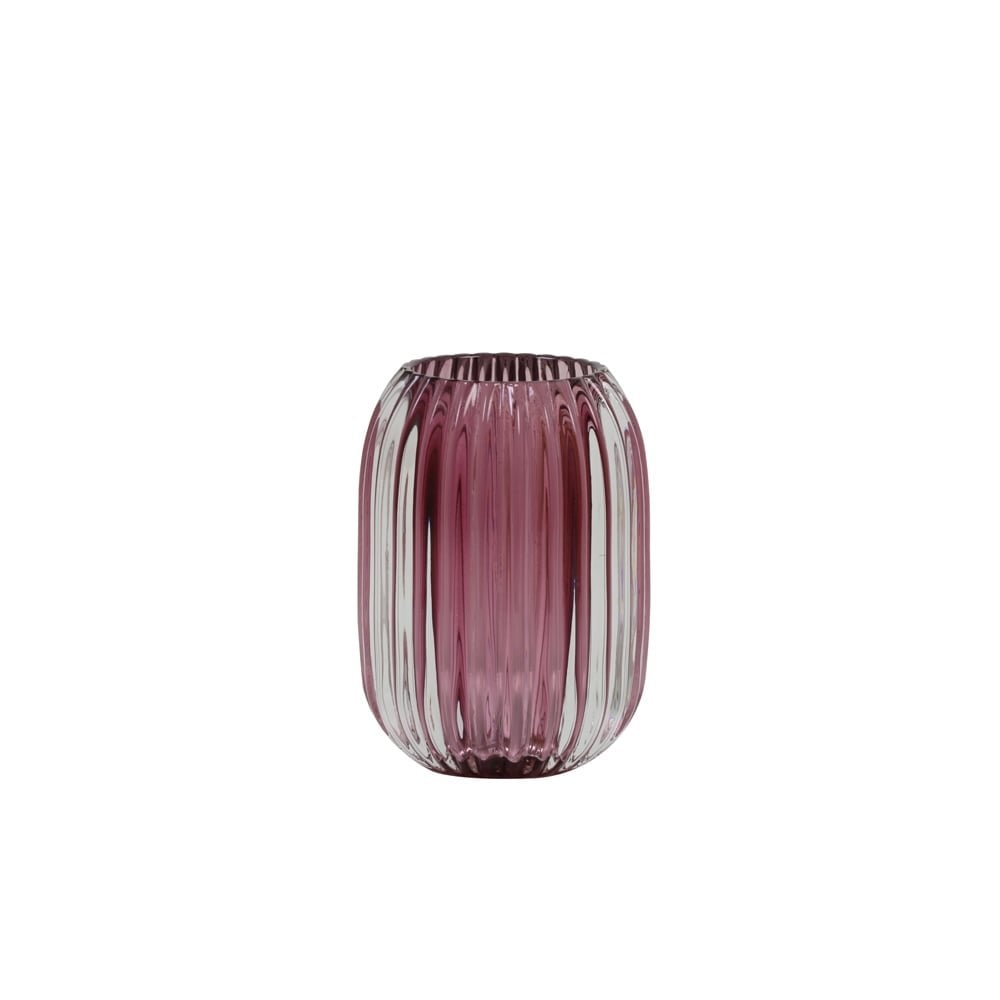 Elegant Pertu Round Glass Tealight Holder - Purple 9.5x13cm