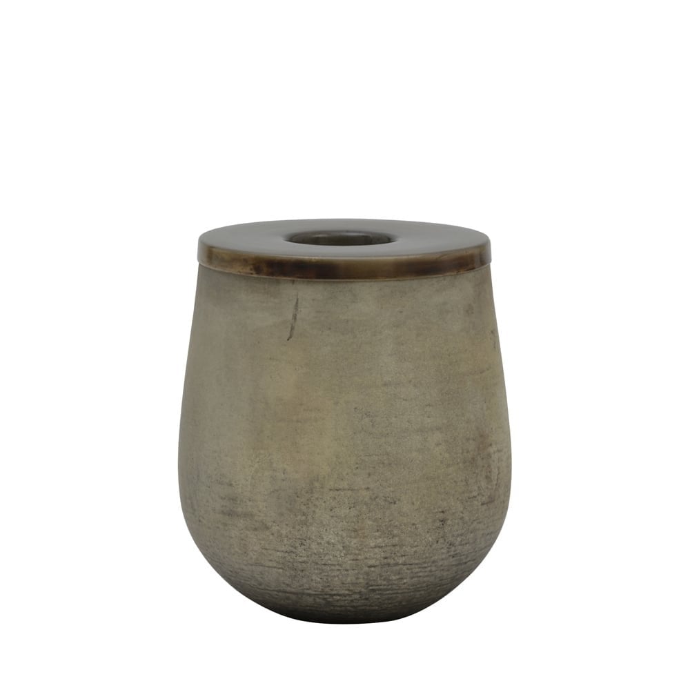 Tealight Decor with Antique Bronze Lid - 12x15cm Kinzo Gold Design