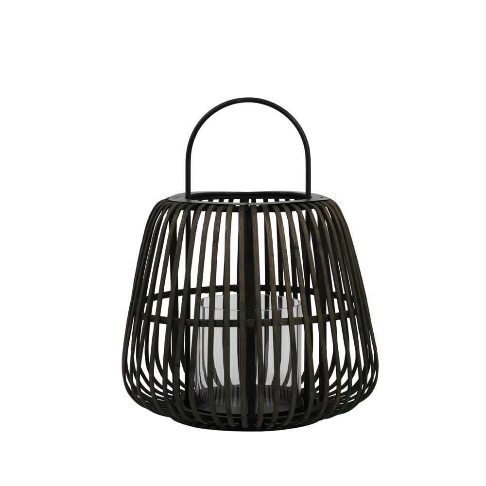 Elegant Black Bamboo Hurricane Lantern with Handle (37x43.5cm)