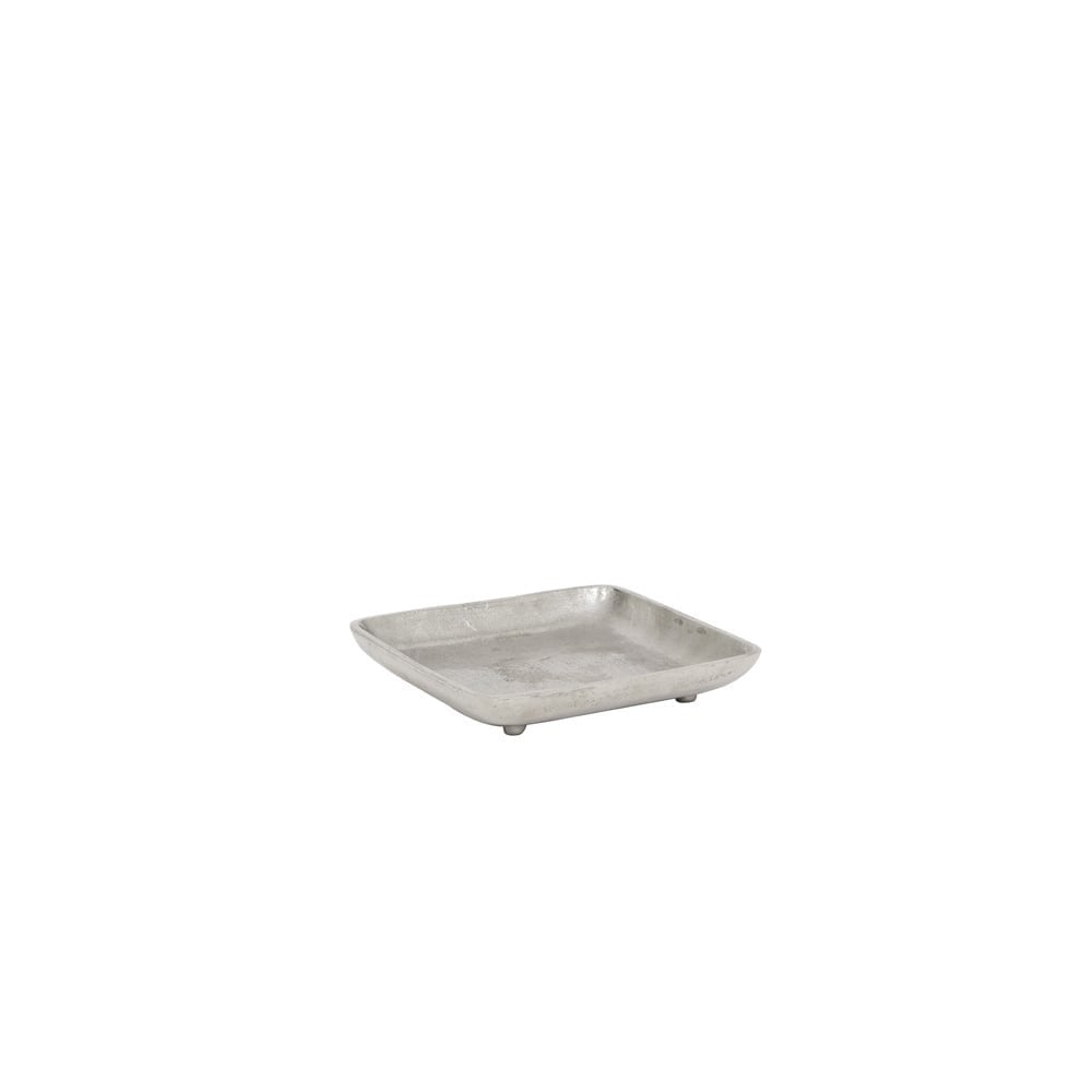 Viborg Square Metal Dish 20x20cm in Raw Nickel Finish