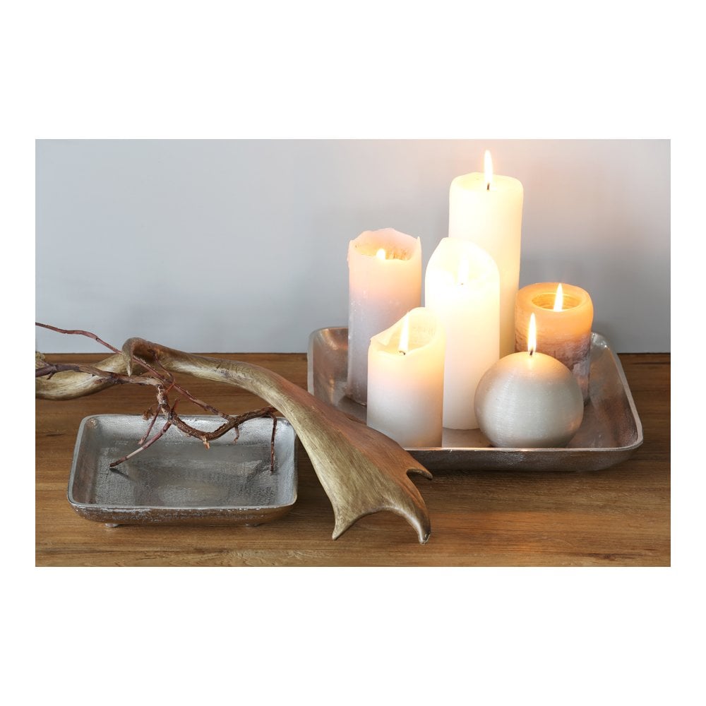 Viborg Square Metal Dish 20x20cm in Raw Nickel Finish