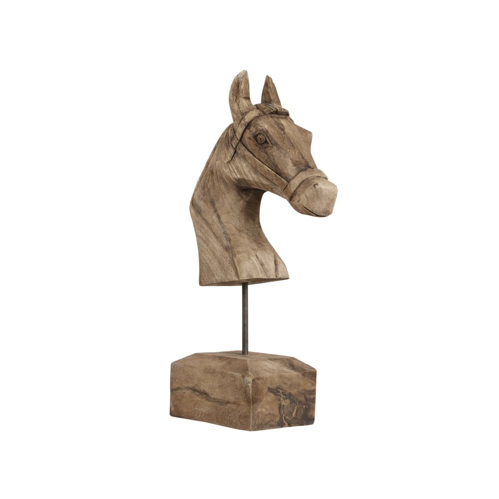 Rustic Wooden Horse Ornament: 25x14x48cm Brown Barn Decor