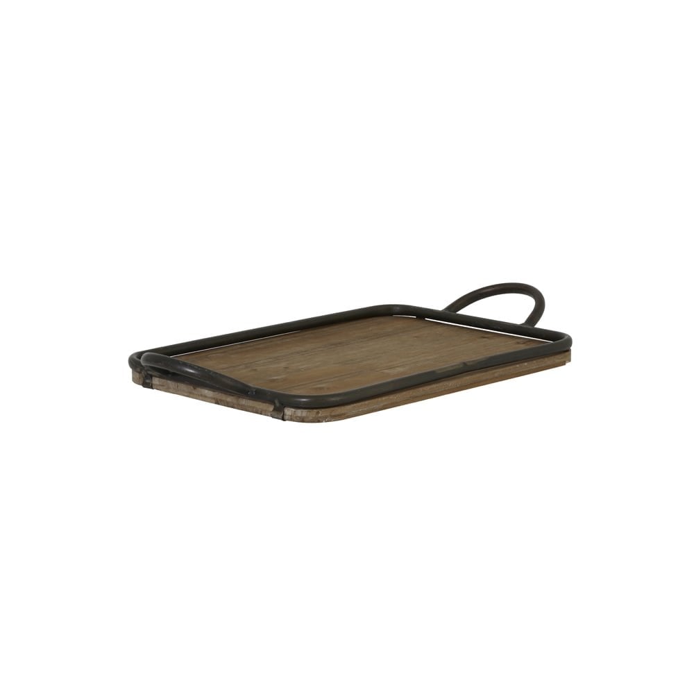 Rustic Moulon Wood & Iron Tray - 44.5x25cm Rectangle