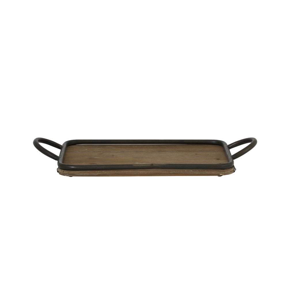 Rustic Moulon Wood & Iron Tray - 44.5x25cm Rectangle