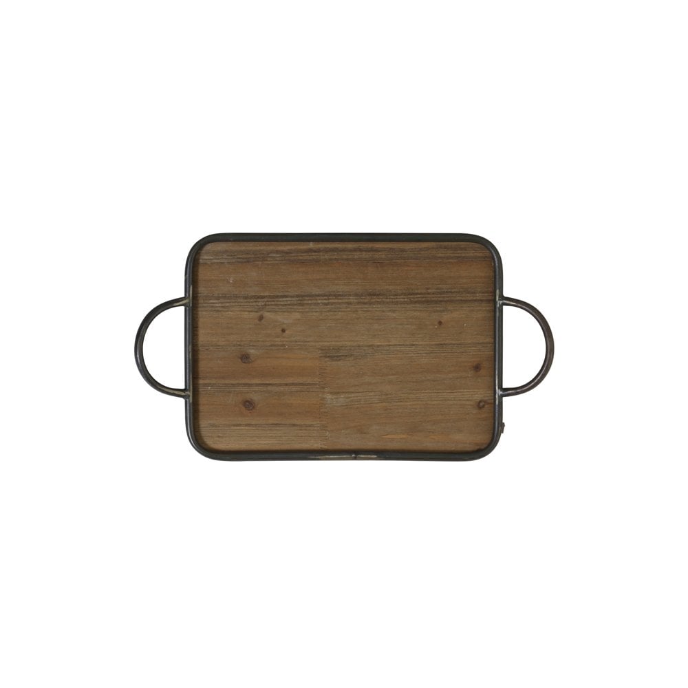 Rustic Moulon Wood & Iron Tray - 44.5x25cm Rectangle