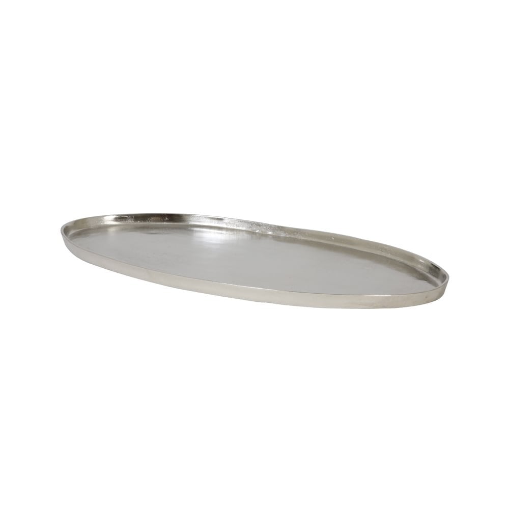 Varese Silver Elegance: 69x34cm Round Aluminum Tray